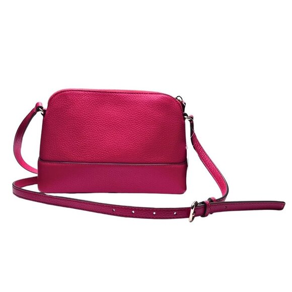 NWT KATE SPADE HANNA PEBBLED LEATHER SHOULDER BAG IN DARK PINK - OS - Picture 2 of 9